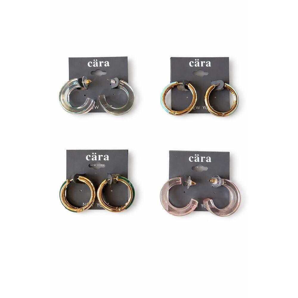 Cara Hoop Earrings Bundle | Acrylic & Gold Tone | Lot‎ of 4 | NWT